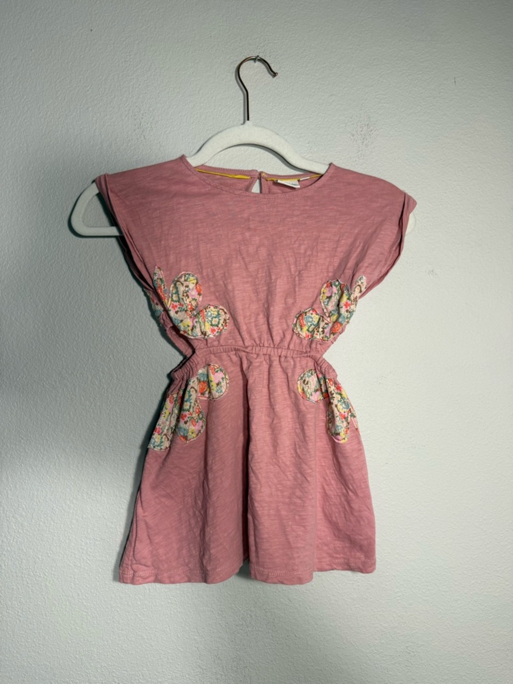 Mini Boden Pink Floral Patch Knit Dress 3-4Y boho